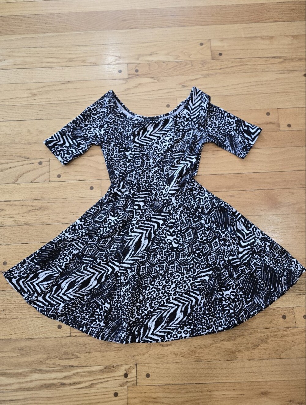 City Triangles Mixed Animal Geometric Print Skater Dress Small Y2K Retro